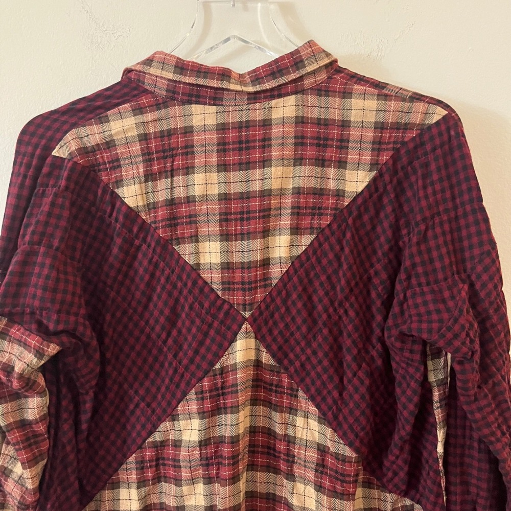 Mystree Jayne Plaid Contrast Long Sleeve Button Up Shirt Women Medium NWT - Picture 11 of 12
